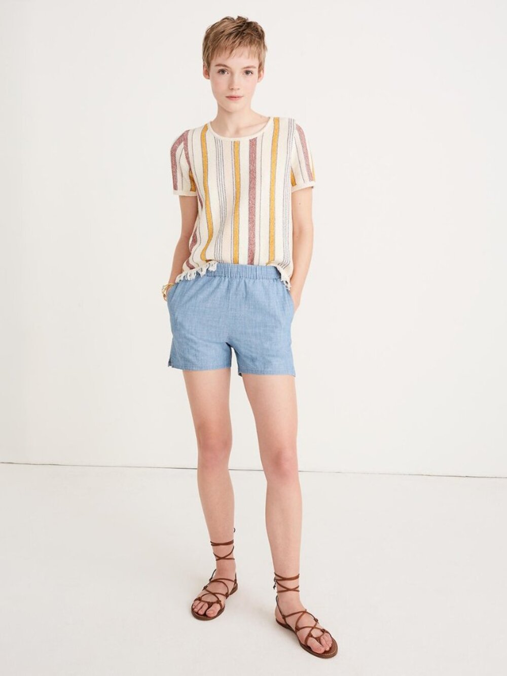 Madewell Blue Chambray‎ Cotton Pull On Shorts